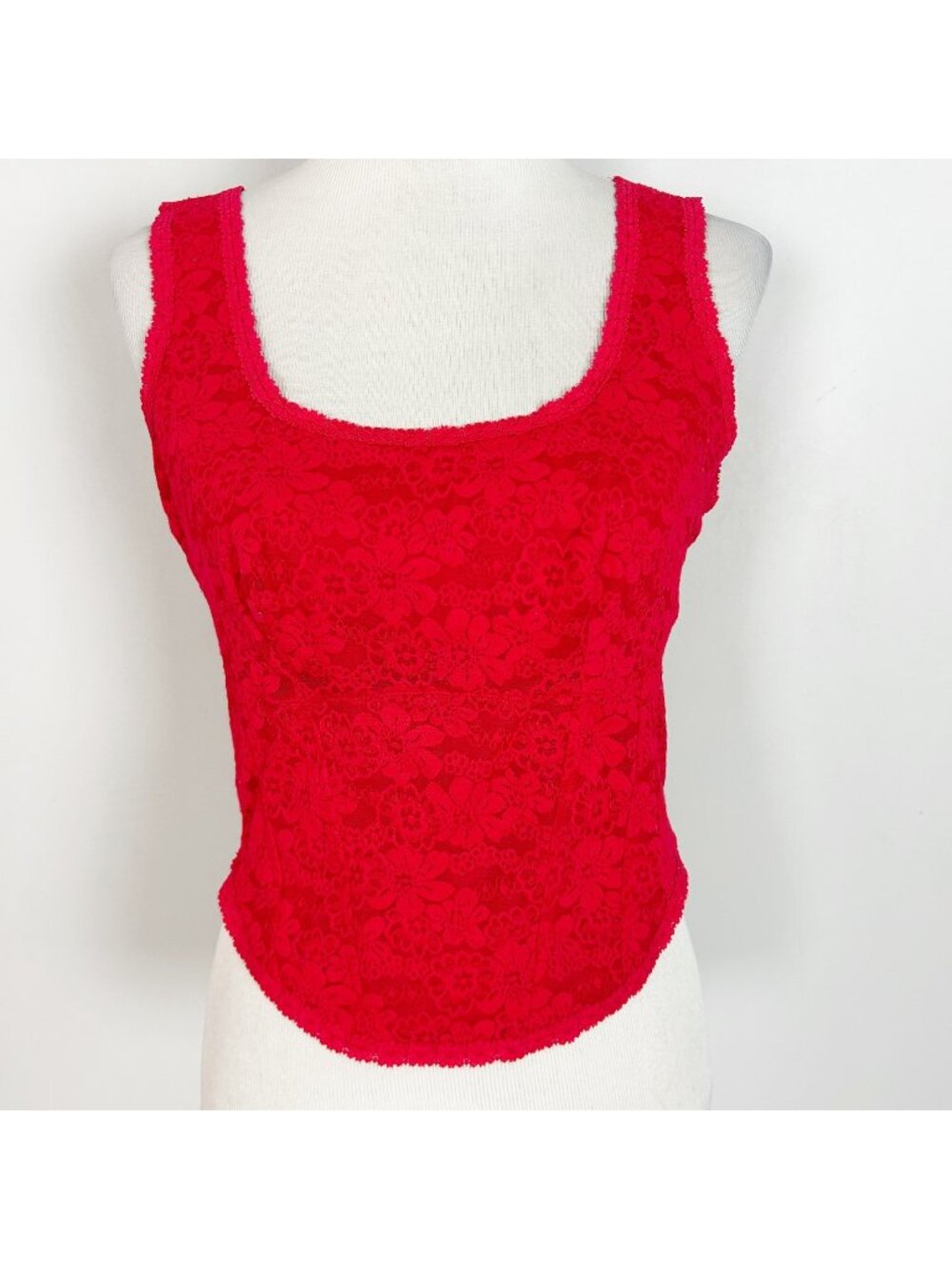 Victoria's Secret Red Lace Corset Style Tank Top Romantic Feminine Size XL Women
